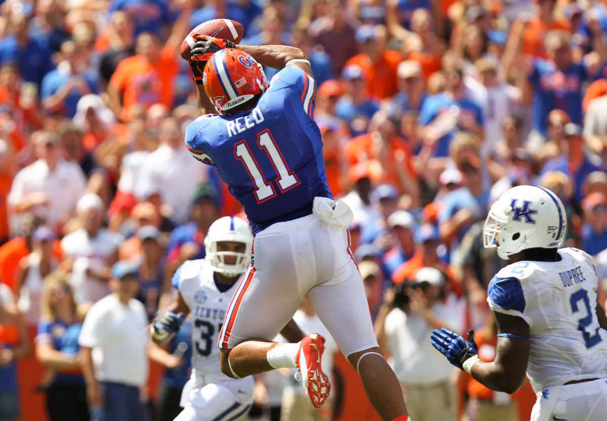 Gators junior tight end Jordan Reed led Florida with 45 receptions for 559 yards and three touchdowns this season. / Gator Country photo by Curtiss Bryant