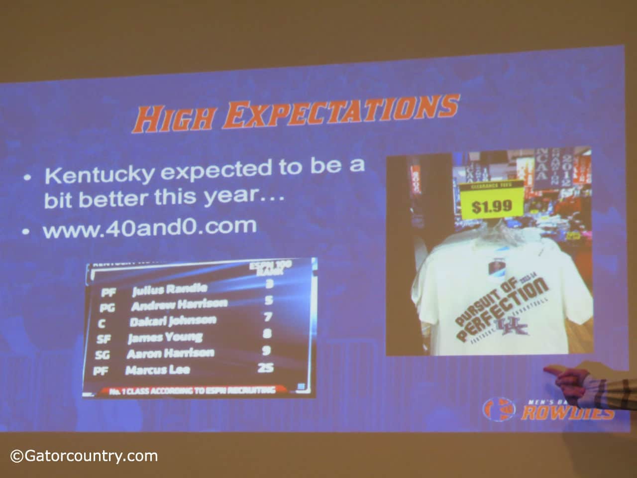 Research and Development chair Ben Rosenthal shows some of the dirt on the Kentucky Wildcats