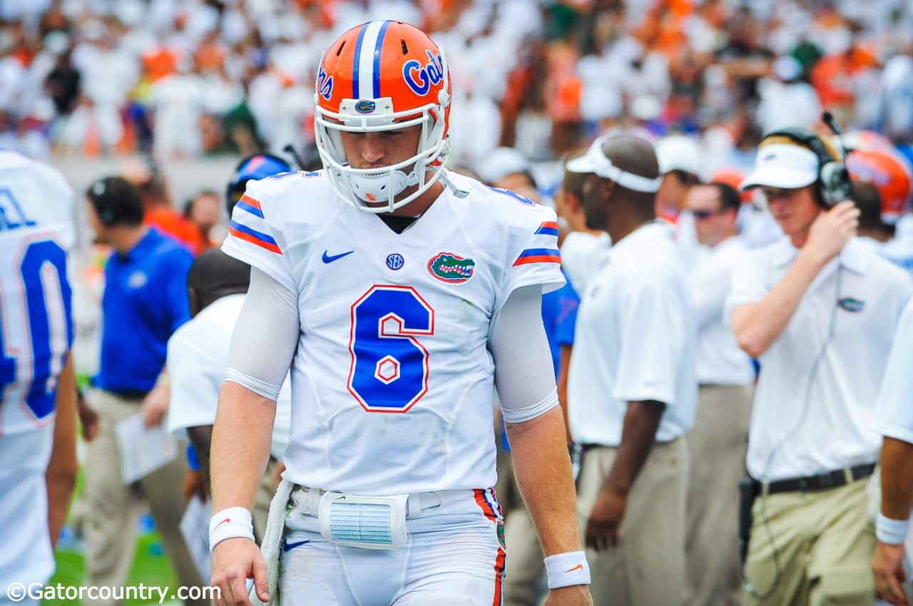 Florida Gators quarterback Jeff Driskel walks off the field after a loss to Miami- Florida Gators football- 1280x850