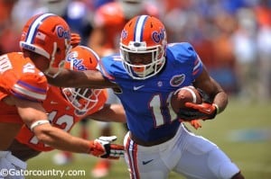 Demarcus Robinson had a productive spring game with five catches for 53 yards and a touchdown / Gator Country Photo by David Bowie