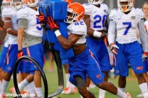 Keanu Neal goes through drills during fall camp. / Photo by David Bowie