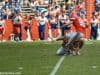 Florida Gators Kicker Frankie Velez in mid-kick @ The Swamp, University of Florida field.