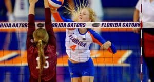 The Florida Gators volleyball team playing in the Stephen C. O'Connell Center-Florida Gators Volleyball-1000x666