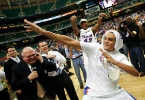 Joakim Noah & Al Horford celebrate after winning the 2007 SEC Tournament Championship  (Photo by Streeter Lecka/Getty Images)