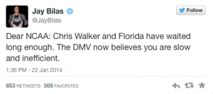 Jay Bilas tweets frustration at NCAA over handling of Chris Walker. 