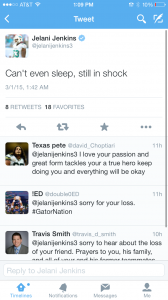 Former Gators football player Jelani Jenkins mourns Chris Johnson.