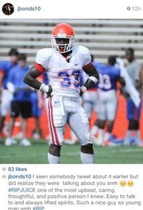 Former Gators basketball player Jaterra Bonds mourns Chris Johnson.