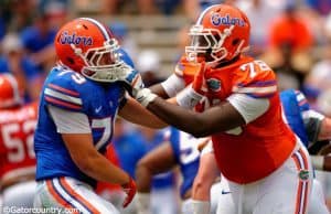 Florida Gators offensive tackle David Sharpe blocks during the spring game in 2015- 1280x852- Florida Gators Football