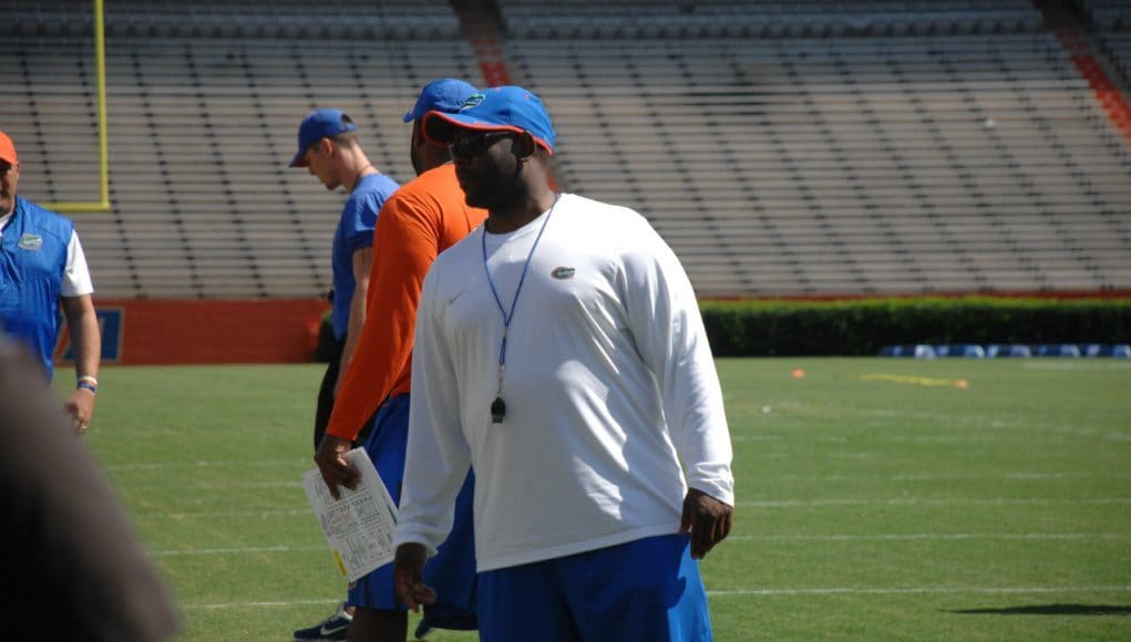 Florida Gators running backs coach Tim Skipper during June Florida Gators football camp- 1280x850- Florida Gators Recruiting