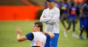 Florida Gators offensive coordinator Doug Nussmeier watches 2017 quarterback Jake Allen at Friday Night Lights- 1280x854- Florida Gators Recruiting