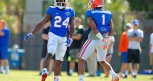 Florida Gators depth chart breakdown: Secondary Florida Gators cornerbacks Brian Poole and Vernon Hargreaves celebrate during March 25th, 2015 practice- 1280x852- Florida Gators Football