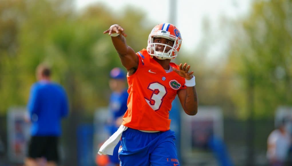 Florida Gators quarterback Treon Harris makes a throw during practice March 18th 2015- 1280x852- Florida Gators Football