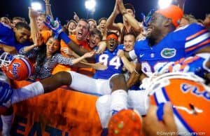 Florida Gators defensive end Bryan Cox celebrates with the fans in 2014- 1024x682- Florida Gators Football