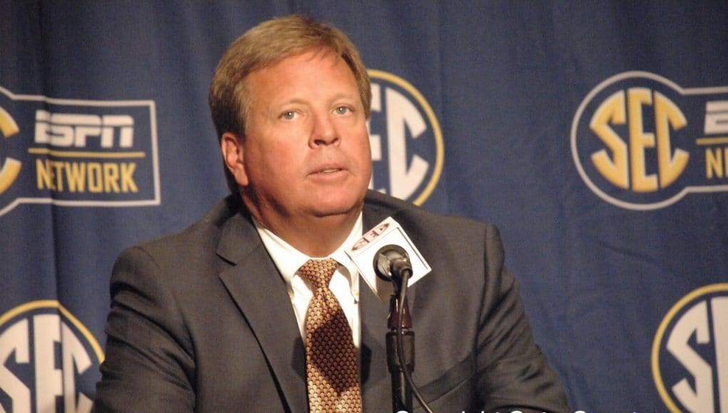 Florida Gators head coach Jim McElwain speaks at SEC Media Days 2015- 1280x850- Florida Gators Football