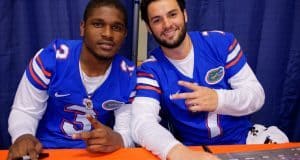 Florida Gators quarterbacks Will Grier and Treon Harris pose during fan day 2015- Florida Football- 1280x854