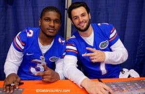 Florida Gators quarterbacks Will Grier and Treon Harris pose during fan day 2015- Florida Football- 1280x854