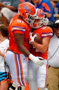 Antonio-Riles Jr And Case Harrison Orange and Blue Debut Florida Gators Football 681x1024