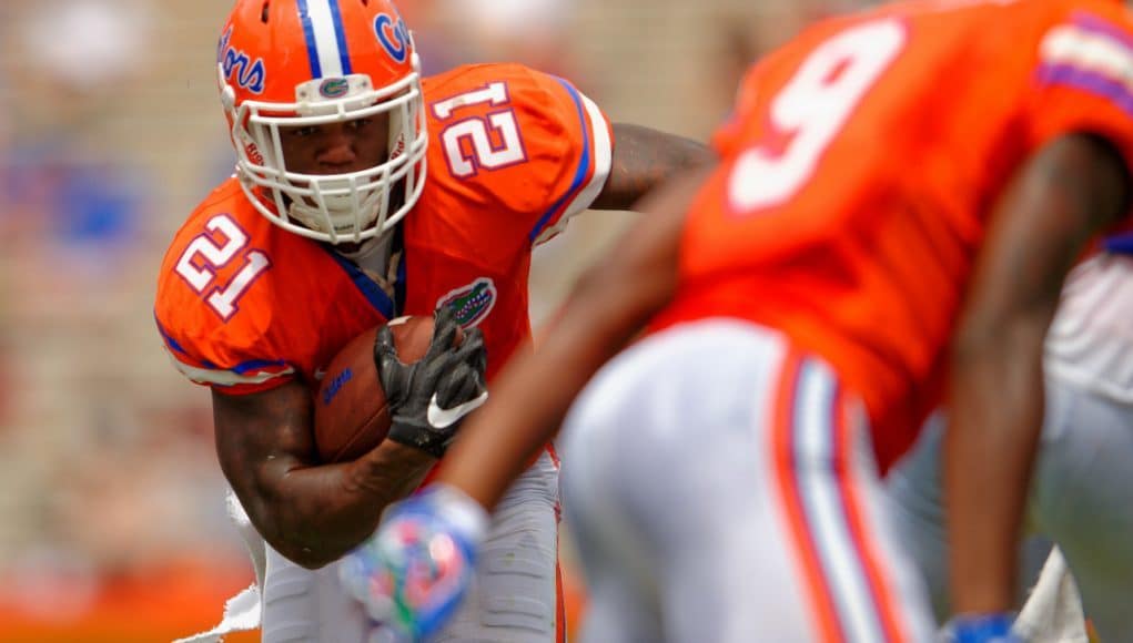 Florida Gators running back Kelvin Taylor carries the ball during the Orange and Blue Debut-Florida-Gators-University-of-Florida