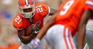 Florida Gators running back Kelvin Taylor carries the ball during the Orange and Blue Debut-Florida-Gators-University-of-Florida