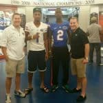 Florida Gators safety commit Jeawon Taylor with recruiting coordinator Drew Hughes and cornerbacks coach Kirk Callahan- 1280x720- Florida Gators Recruiting