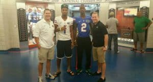 Florida Gators safety commit Jeawon Taylor with recruiting coordinator Drew Hughes and cornerbacks coach Kirk Callahan- 1280x720- Florida Gators Recruiting