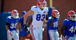 Redshirt senior Jake McGee warms up before the Florida Gators sixth spring practice on March 25 2015-1280x852