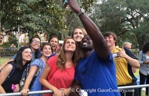 Alex Brown Takes Selfie with Florida Gators Football Fans
