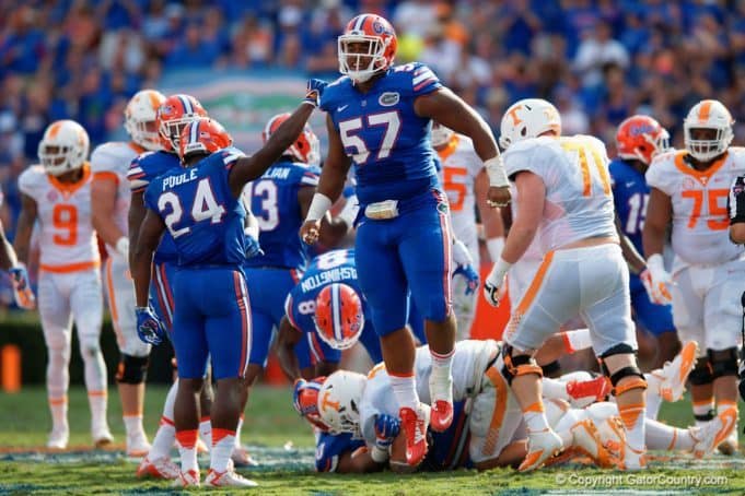 Caleb Brantley celebrates a tackle for a loss for the Florida Gators over Tennessee-1280x853