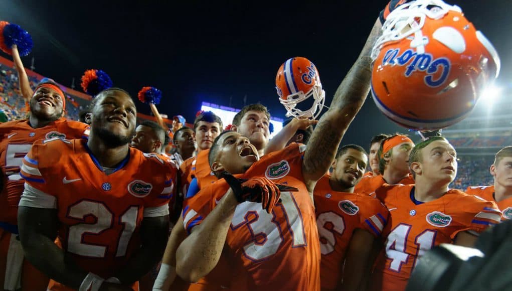 Florida Gators celebrate the ECU game on Saturday night- 1280x853