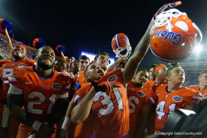 Florida Gators celebrate the ECU game on Saturday night- 1280x853