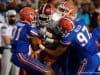 Florida Gators cornerback Jalen Tabor and defensive Justus Reed combine on a tackle against New Mexico State in 2015- 1280x853