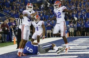 Florida Gators defense celebrates a win over Kentucky- 1280x914