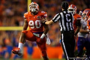 Florida Gators defensive lineman Jonathan Bullard celebrates a sack against ECU on Saturday night- 1280x855