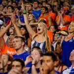 Florida Gators fans cheer for the Gators against New Mexico State- Florida Gators recruiting- 1280x853