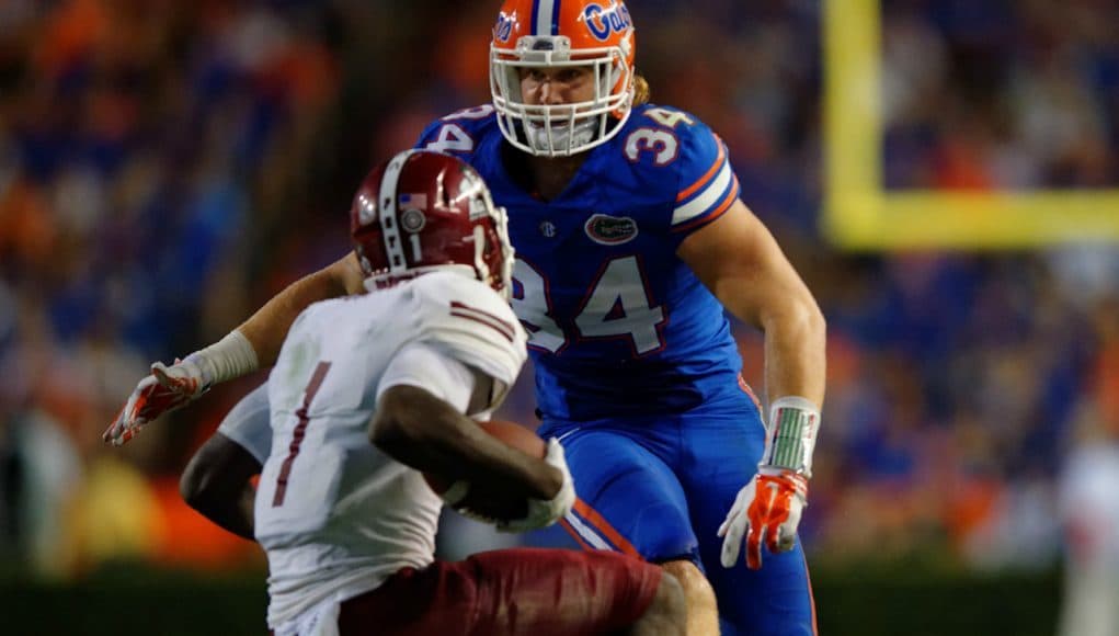 Florida Gators linebacker Alex Anzalone makes the tackle against New Mexico State in 2015- 1280x853