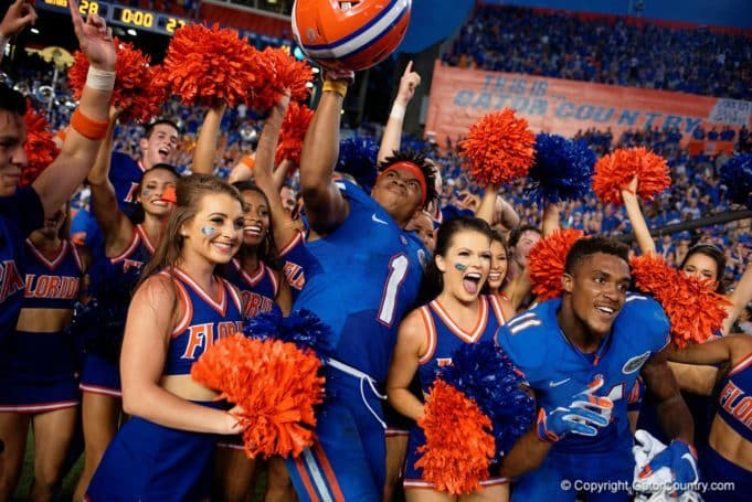 Florida Gators players celebrate their win over Tennessee- 1280x855