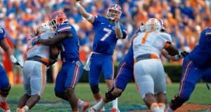 Florida Gators quarterback Will Grier throws downfield against Tennessee- Florida Gators football- 1280x853
