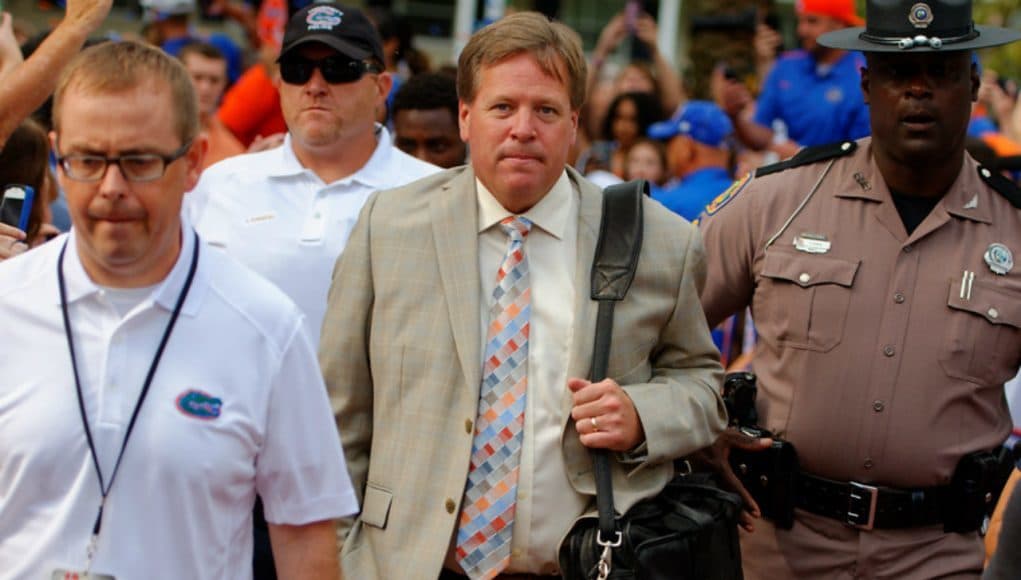 Florida Gators head coach Jim McElwain during the Gator walk against New Mexico State- 1280x851