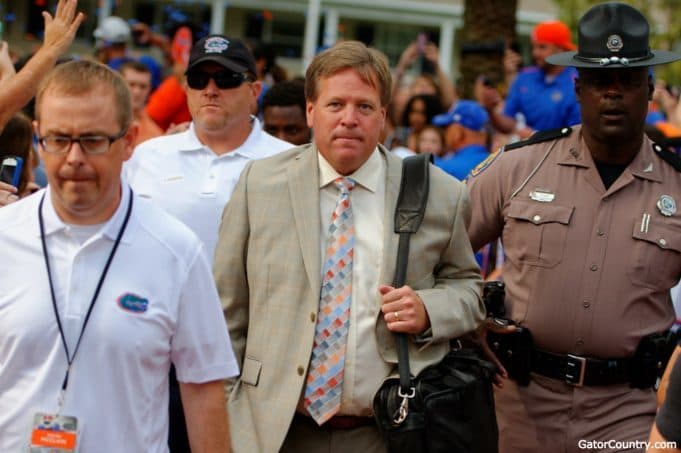 Florida Gators head coach Jim McElwain during the Gator walk against New Mexico State- 1280x851