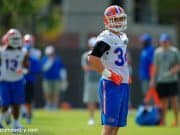 University of Florida junior linebacker Alex Anzalone goes through drills during spring football camp.- Florida Gators football- 1280x852