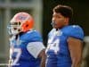 University of Florida freshman offensive tackle Fred Johnson goes through drills during fall camp- Florida Gators football- 1280x852