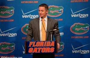 University of Florida head basketball coach Mike White addresses the media during Florida Gators basketball media day- Florida Gators basketball- 1280x852