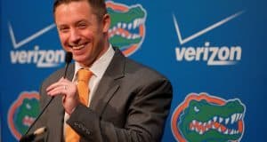 University of Florida head basketball coach Mike White at the podium for his first Florida Gators basketball media day appearence- Florida Gators basketball- 1280x852