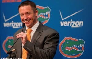 University of Florida head basketball coach Mike White at the podium for his first Florida Gators basketball media day appearence- Florida Gators basketball- 1280x852