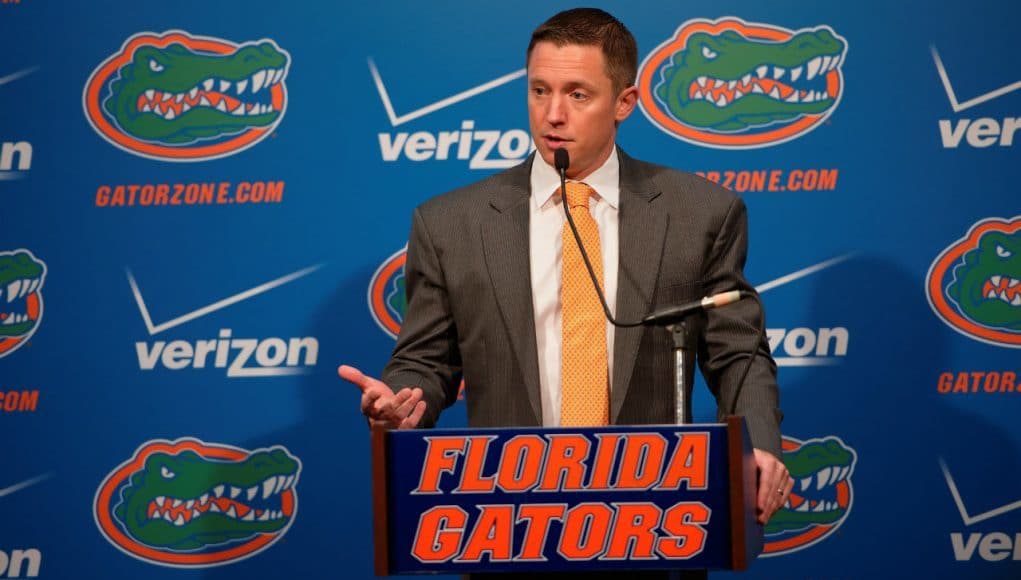 University of Florida head basketball coach Mike White fields questions during media day- Florida Gators basketball- 1280x852