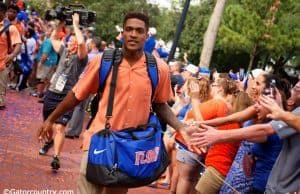 University of Florida receiver Demarcus Robinson walks into Ben Hill Griffin Stadium before the Florida Gators take on New Mexico State- Florida Gators football- 1280x854