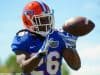 University of Florida safety Marcell Harris catches a pass during defensive back drills in spring camp- Florida Gators Football- Marcell Harris- 1280x852