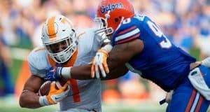 University of Florida senior defensive lineman Jon Bullard tackles Tennessee running back Jalen Hurd- Florida Gators football- 1280x852