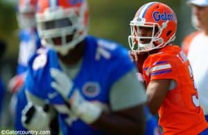 University of Florida sophomore quarterback Treon Harris throws a pass during spring camp- Florida Gators football- Treon Harris- 1280x852