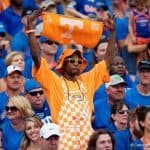 Tennessee Fan Stands Tall Amongst Dejected Florida Gators Football Fans
